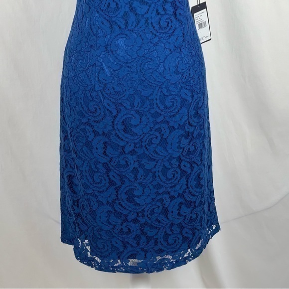 Anthropologie Adrianna Papell Cobalt Blue Lace Holiday Party Event Dress NWT - Picture 4 of 14